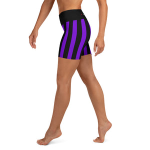 Purple Stripe Yoga Shorts