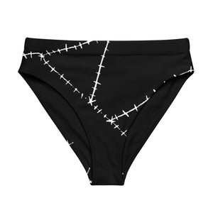 Stitched Black High Waisted Bikini Bottom