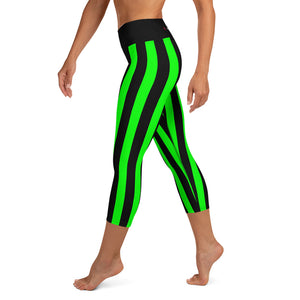 Green Stripe Yoga Capris