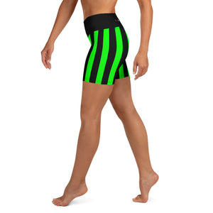 Green Stripe Yoga Shorts
