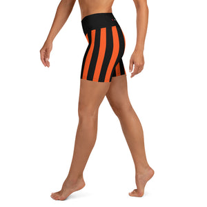 Orange Stripe Yoga Shorts