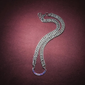 Chainmail Necklace with Purple Resin